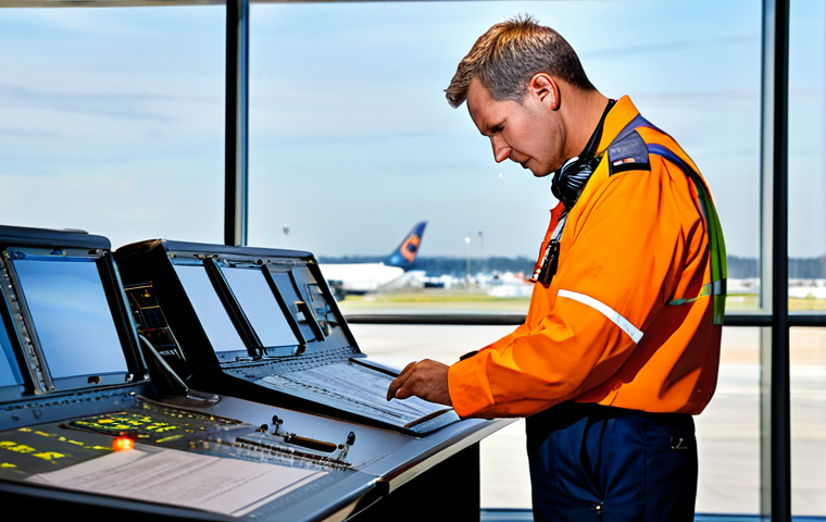 이란 항공 사고 사례 - Focus on Safety Measures**
"A modern airport scene, featuring ground crew meticulously inspecting a...
