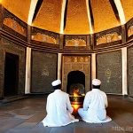 이란의 종교적 다양성 - **A Zoroastrian Fire Temple Scene:**
    An atmospheric, wide-angle shot inside an ancient Zoroastri...